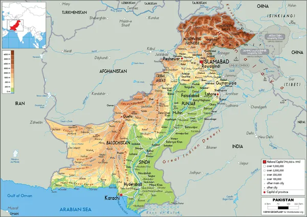 PHYSICAL Map of Pakistan