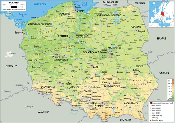 PHYSICAL Map of Poland
