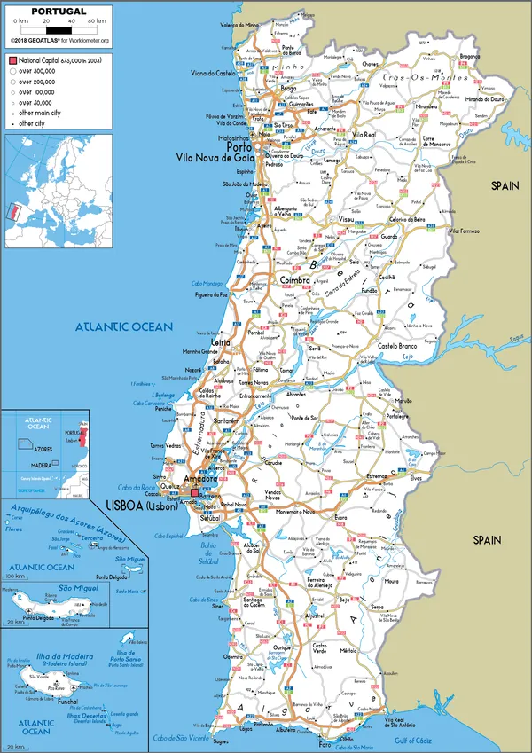 ROAD Map of Portugal