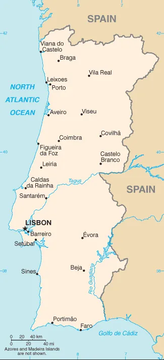 SIMPLE Map of Portugal