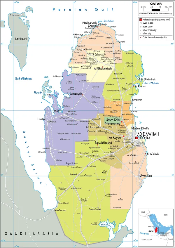 POLITICAL Map of Qatar