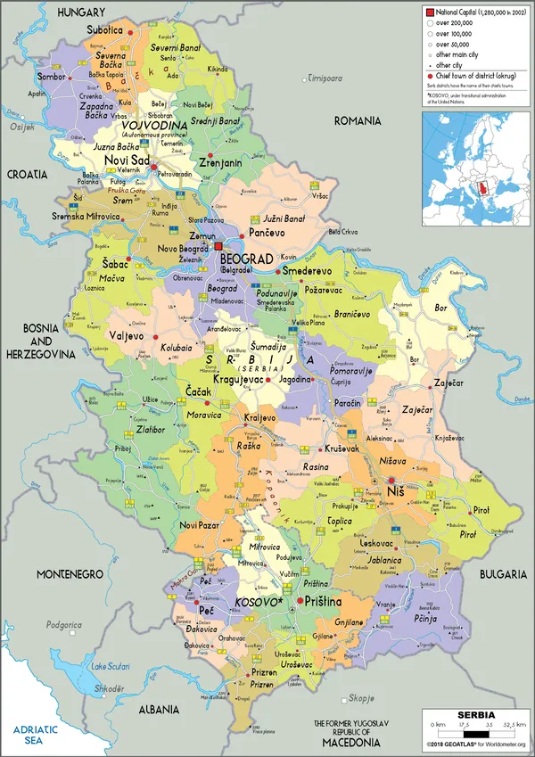 POLITICAL Map of Serbia