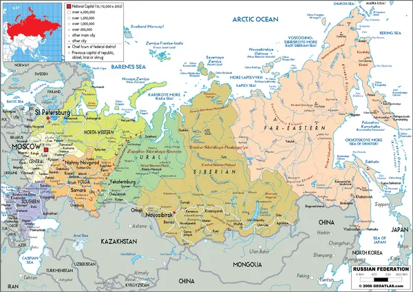 POLITICAL Map of Russia