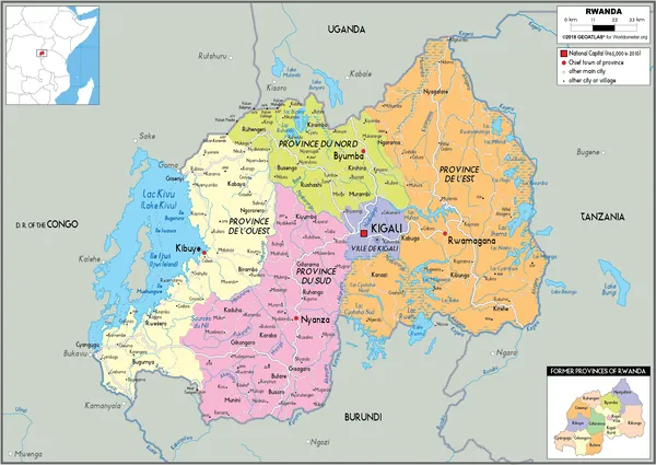 POLITICAL Map of Rwanda