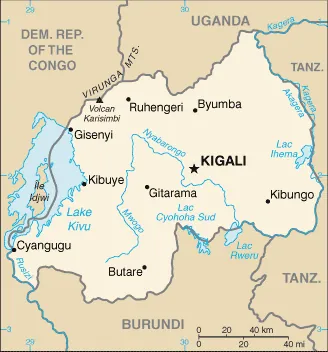 SIMPLE Map of Rwanda