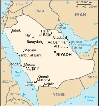 SIMPLE Map of Saudi Arabia