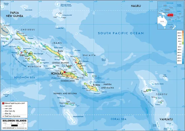 PHYSICAL Map of the Solomon Islands