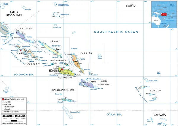 POLITICAL Map of the Solomon Islands
