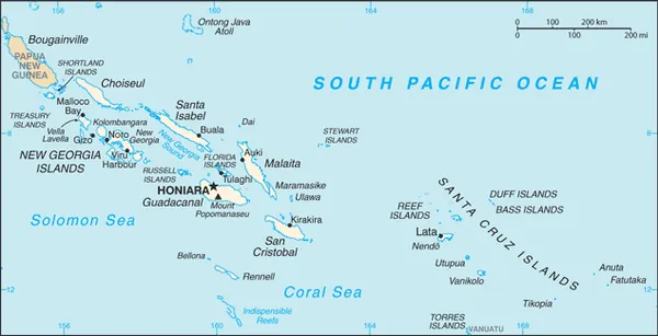 SIMPLE Map of the Solomon Islands