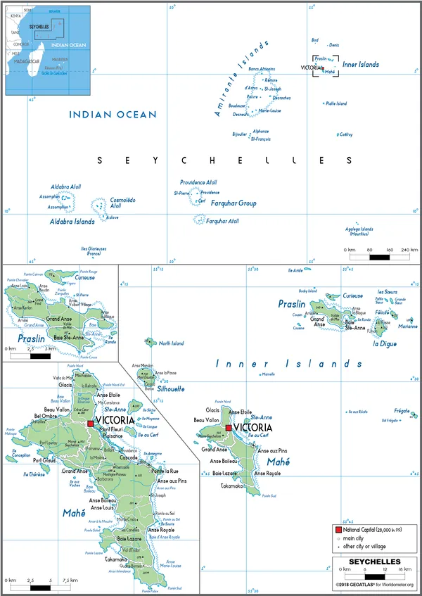 POLITICAL Map of Seychelles