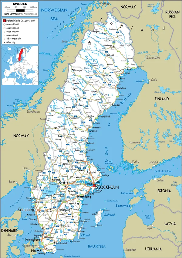 ROAD Map of Sweden