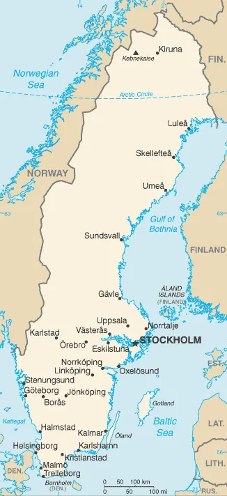 SIMPLE Map of Sweden