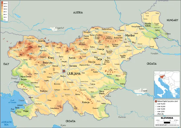 PHYSICAL Map of Slovenia