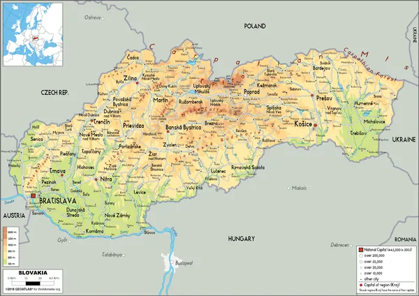 PHYSICAL Map of Slovakia