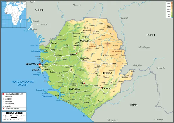 PHYSICAL Map of Sierra Leone