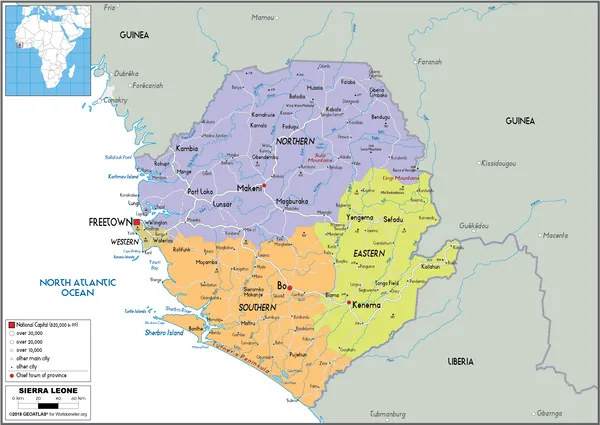 POLITICAL Map of Sierra Leone