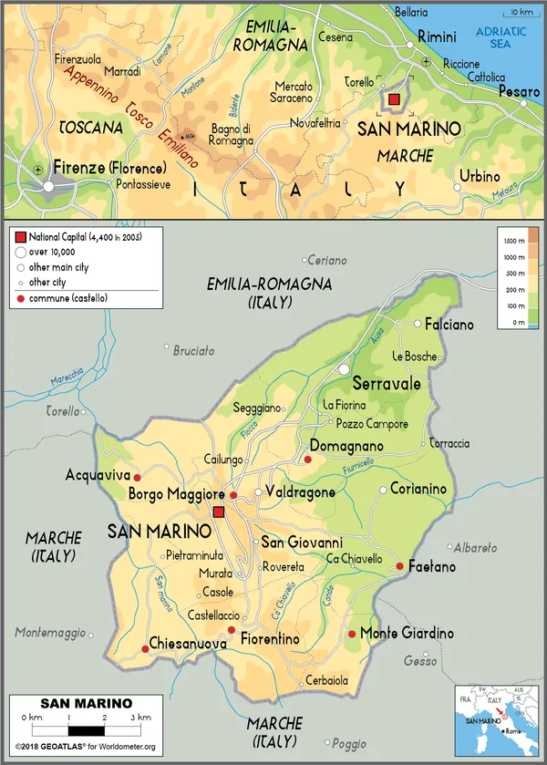 PHYSICAL Map of San Marino