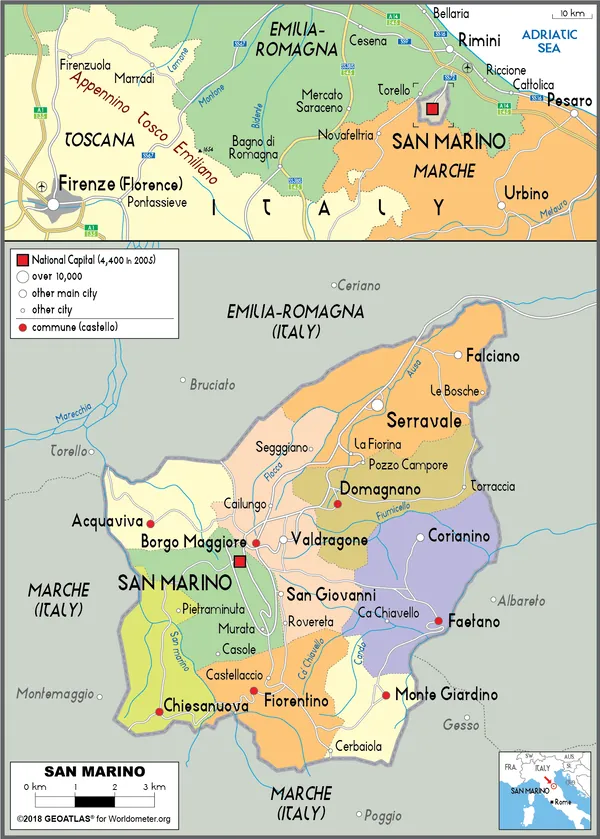 POLITICAL Map of San Marino