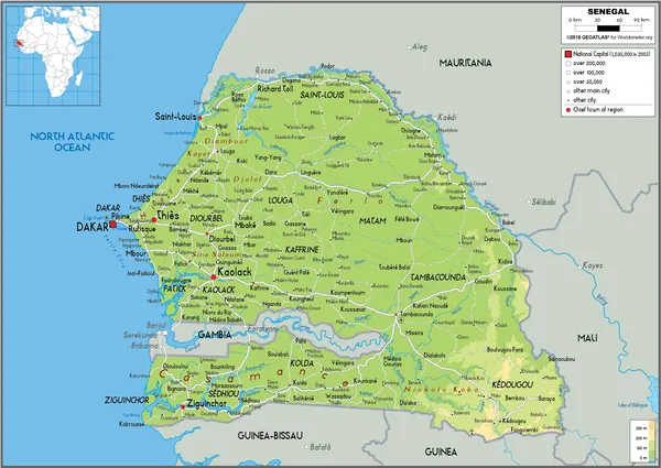 PHYSICAL Map of Senegal