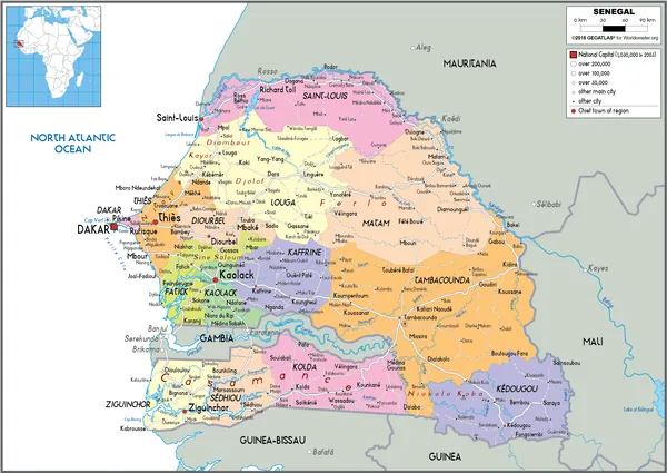 POLITICAL Map of Senegal