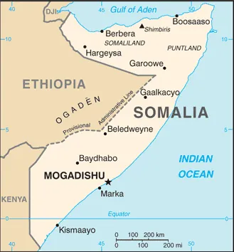 SIMPLE Map of Somalia
