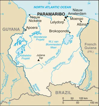 SIMPLE Map of Suriname