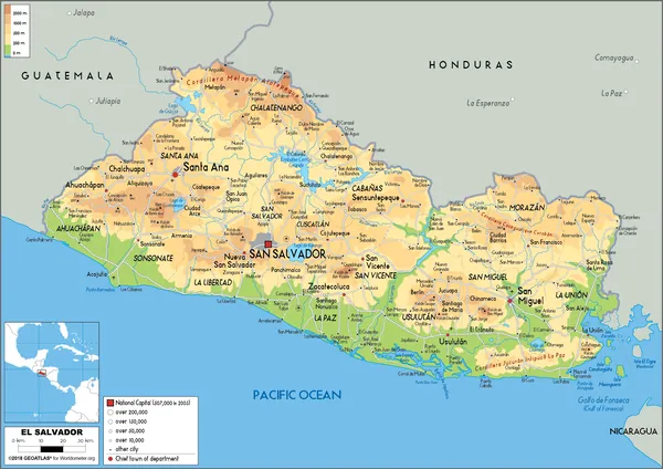 PHYSICAL Map of El Salvador