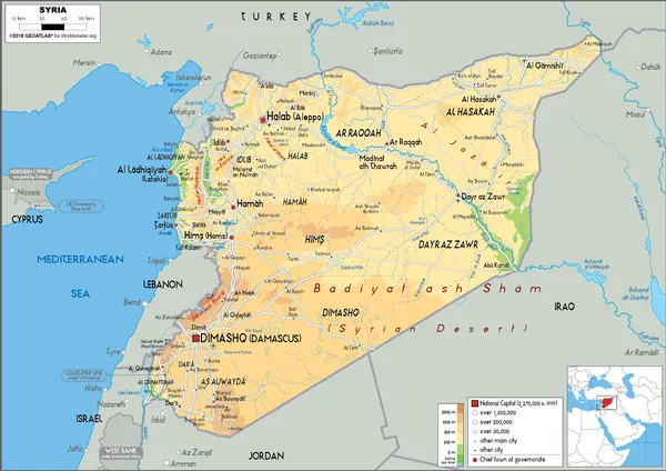 PHYSICAL Map of Syria