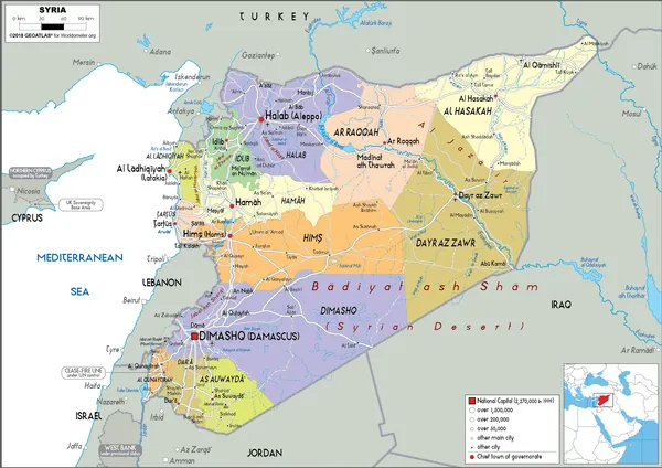 POLITICAL Map of Syria