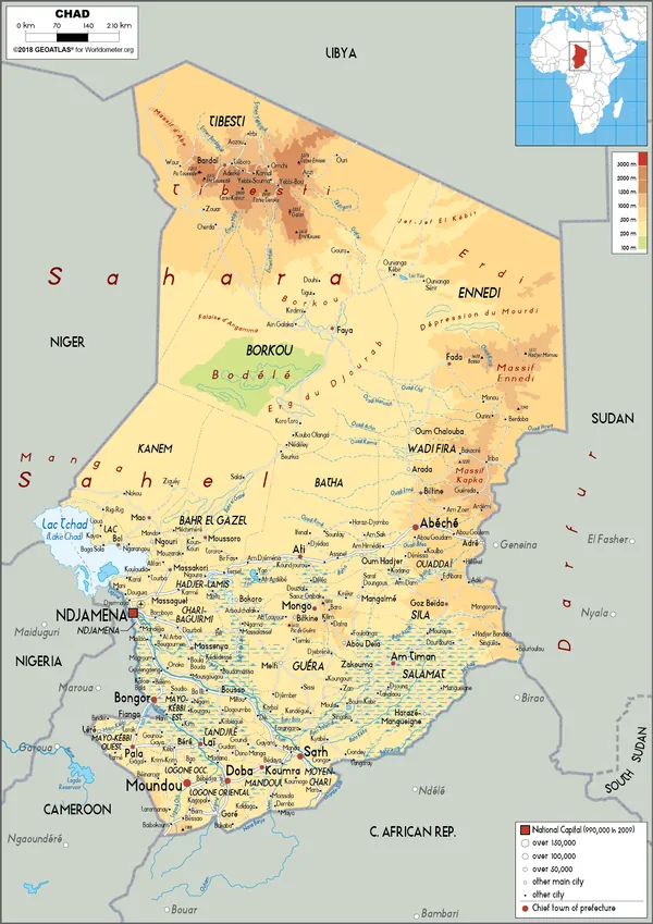 PHYSICAL Map of Chad