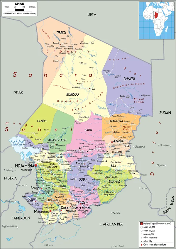 POLITICAL Map of Chad