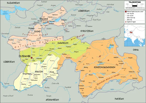 POLITICAL Map of Tajikistan