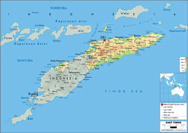 PHYSICAL Map of Timor-Leste