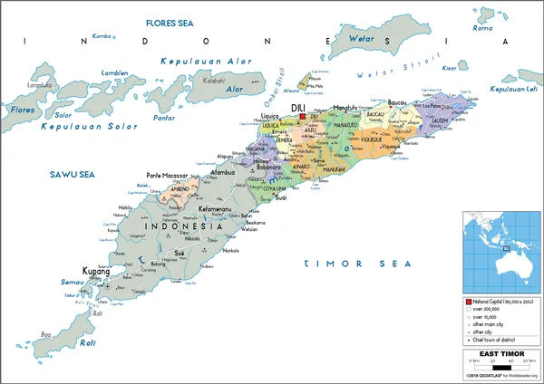 POLITICAL Map of Timor-Leste