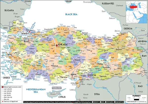 POLITICAL Map of Turkey