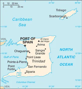SIMPLE Map of Trinidad and Tobago