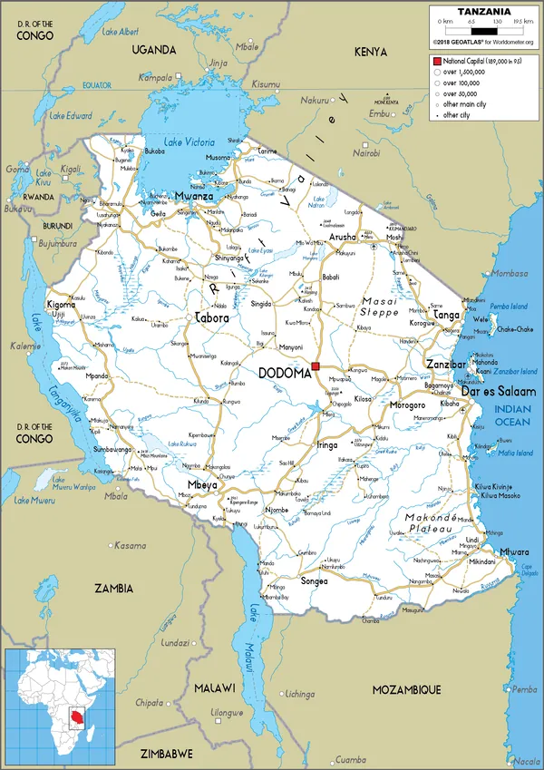 ROAD Map of Tanzania