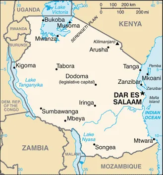 SIMPLE Map of Tanzania