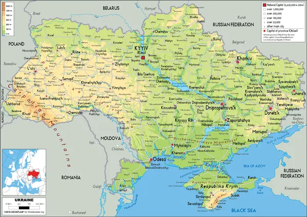 PHYSICAL Map of Ukraine