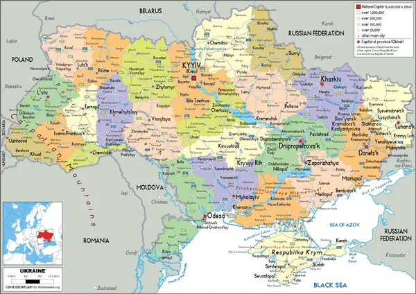 POLITICAL Map of Ukraine