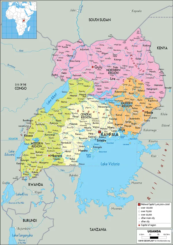 POLITICAL Map of Uganda