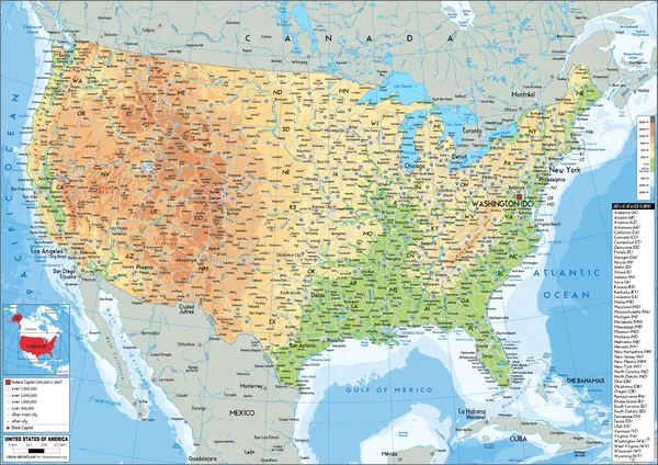 PHYSICAL Map of the United States