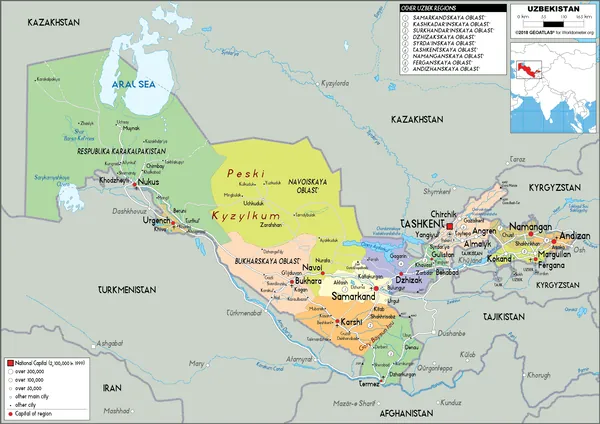 POLITICAL Map of Uzbekistan