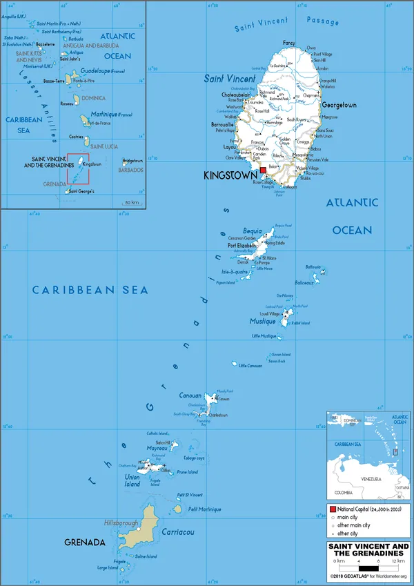 ROAD Map of Saint Vincent and the Grenadines