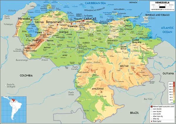 PHYSICAL Map of Venezuela