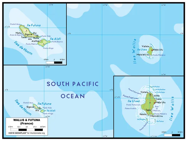 PHYSICAL Map of the Wallis and Futuna Islands