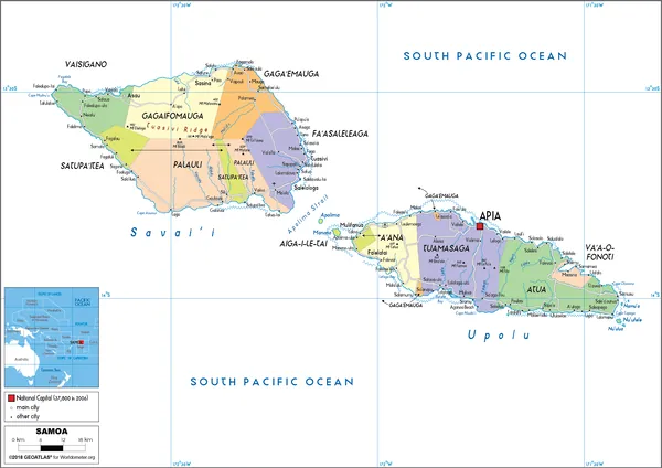 POLITICAL Map of Samoa