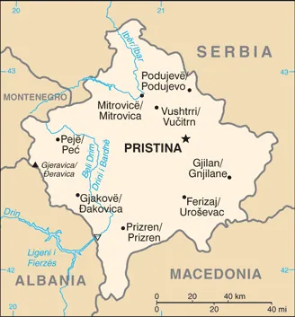 Simple map of Kosovo