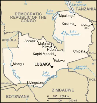 SIMPLE Map of Zambia