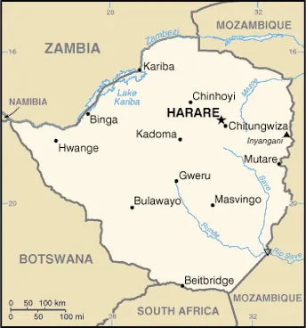 SIMPLE Map of Zimbabwe